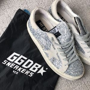 Golden Goose Silver Glitter Sneakers